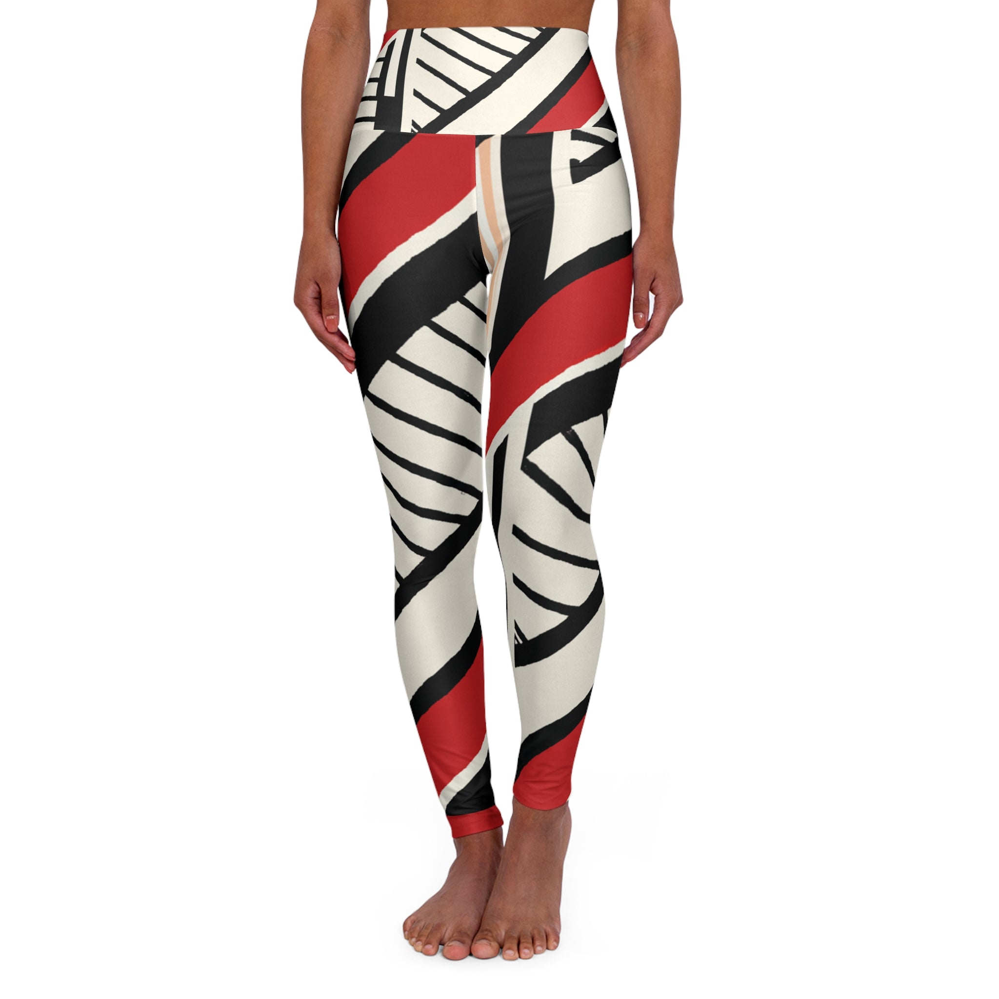 High-waisted leggings - Black/Striped - Ladies | H&M IN